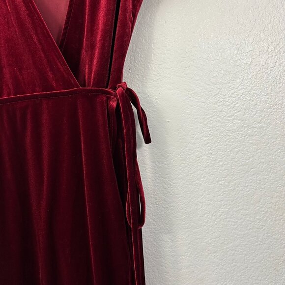 Anthropologie BHLDN Thrive Crushed Velvet Velour True Wrap Midi Dress - Picture 4 of 7
